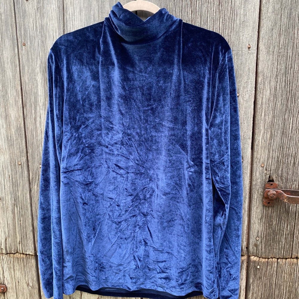 Blue velvet turtleneck